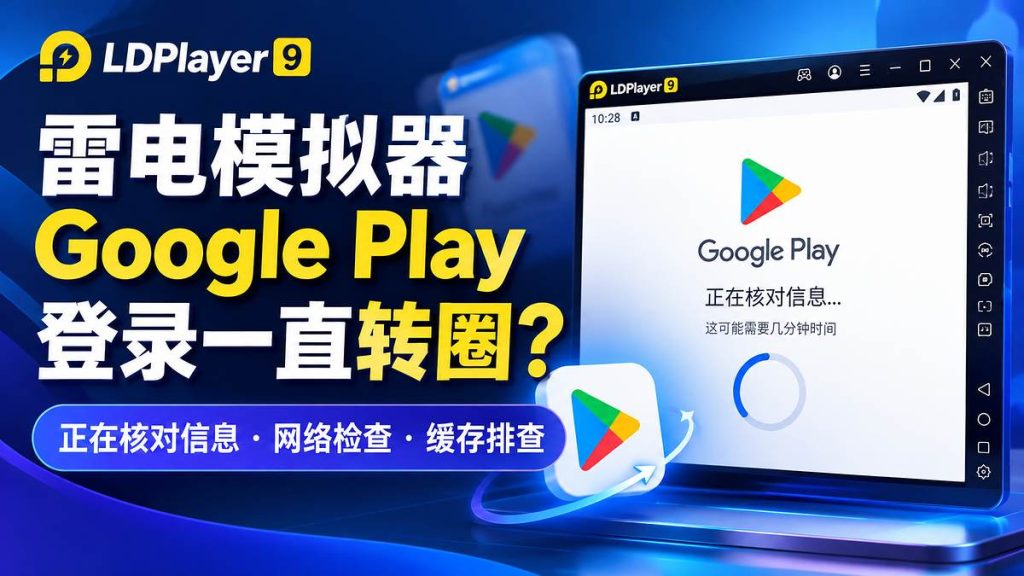 雷电模拟器 Google Play 登录一直转圈与正在核对信息排查教程封面