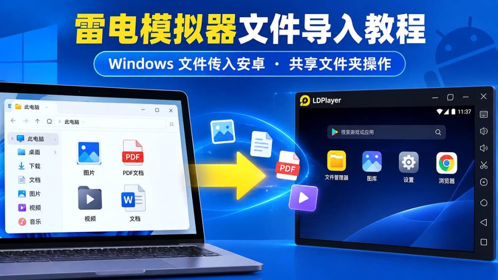 雷电模拟器Windows电脑文件导入安卓共享文件夹教程封面